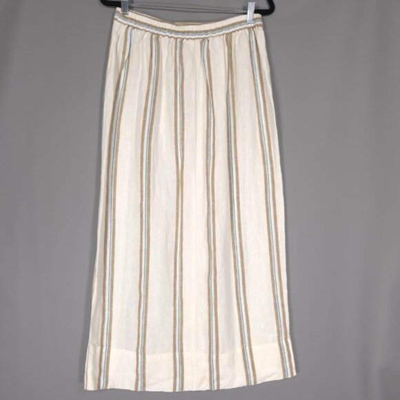 NWT Madewell Column Maxi Skirt LINEN Olive Surplus MEDIUM Striped Knit Slit - Picture 7 of 16